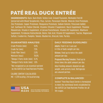 Original Grain Free Real Duck Recipe Natural Wet Canned Cat Food, 5.5 Oz. Can, Pack of 12